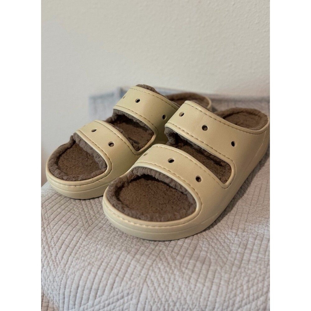 Crocs Classic Cozzzy Slide Sandals in Mushroom/Bone Women’s 11, Men’s 9 - Picture 4 of 12